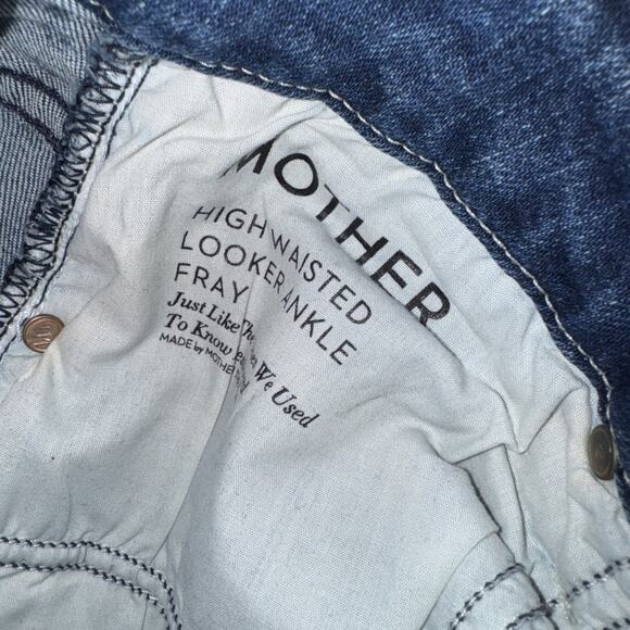 Mother Denim Jeans Stretch High Waisted Looker Ankle Fray Size 28 27in - Picture 13 of 13